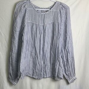 LOFT Striped Blouse in Blue and White